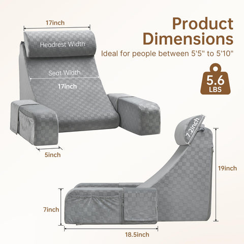 Vekkia reading pillow with oversized side pockets keeps essentials within reach.
