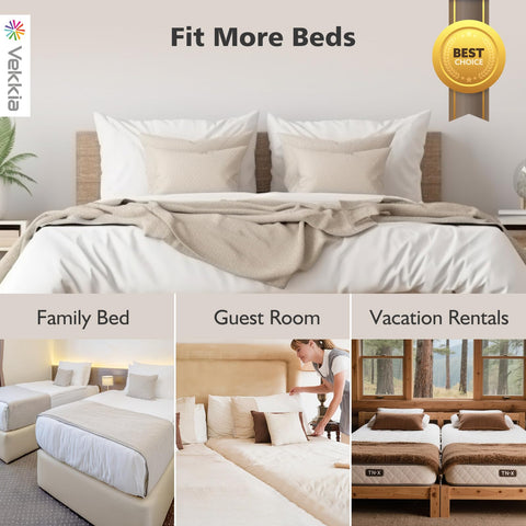 Vekkia universal compatibility supports twin, full, queen, and king sizes.
