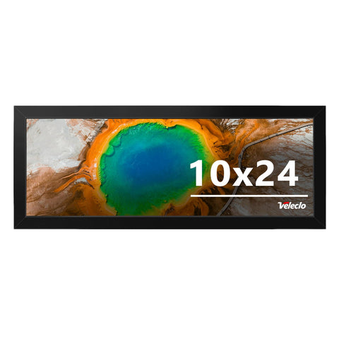 Veleclo 10x24 black frame with shatterproof plexiglass for safe wall display