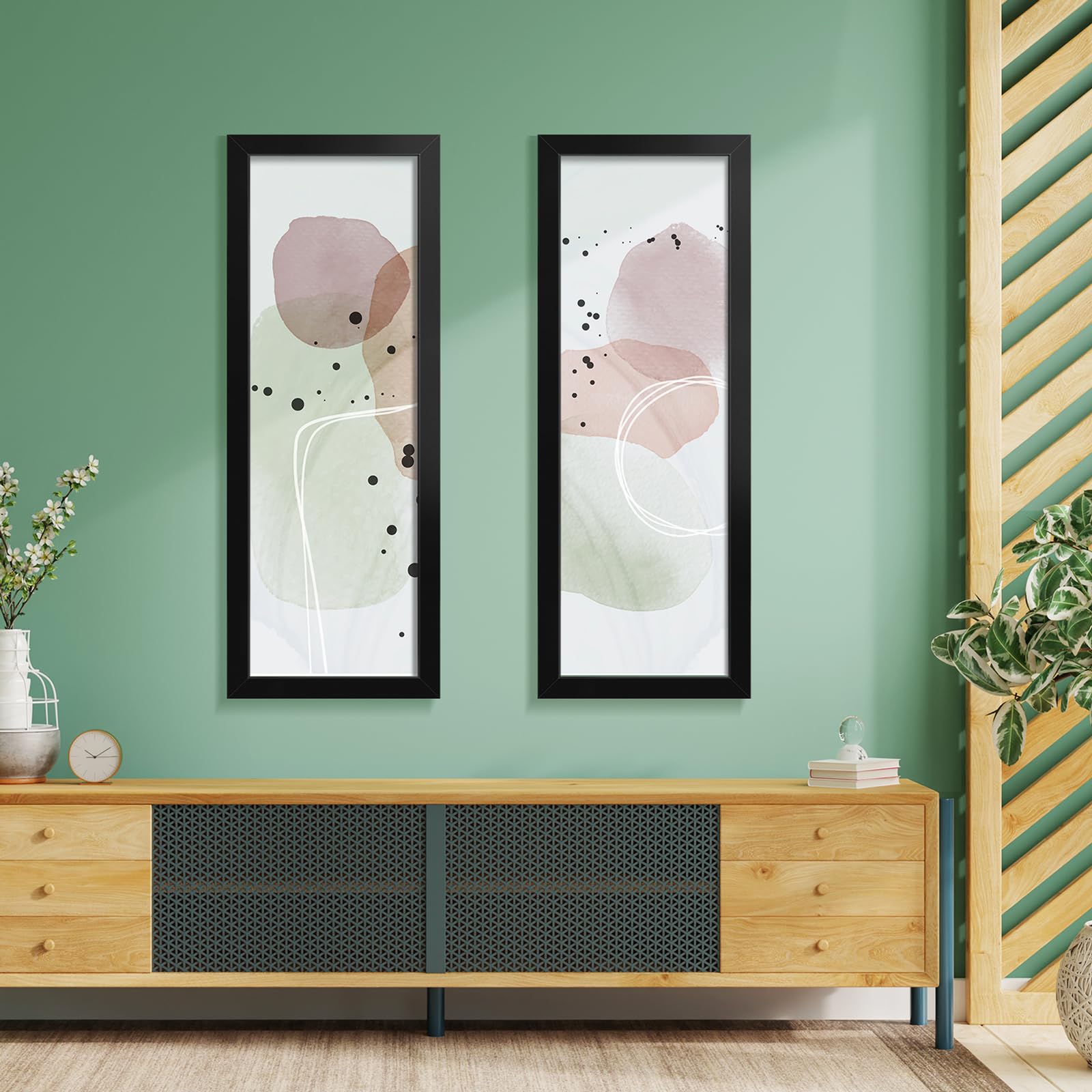 Veleclo 12x30 frame on wall demonstrates vertical or horizontal hanging.