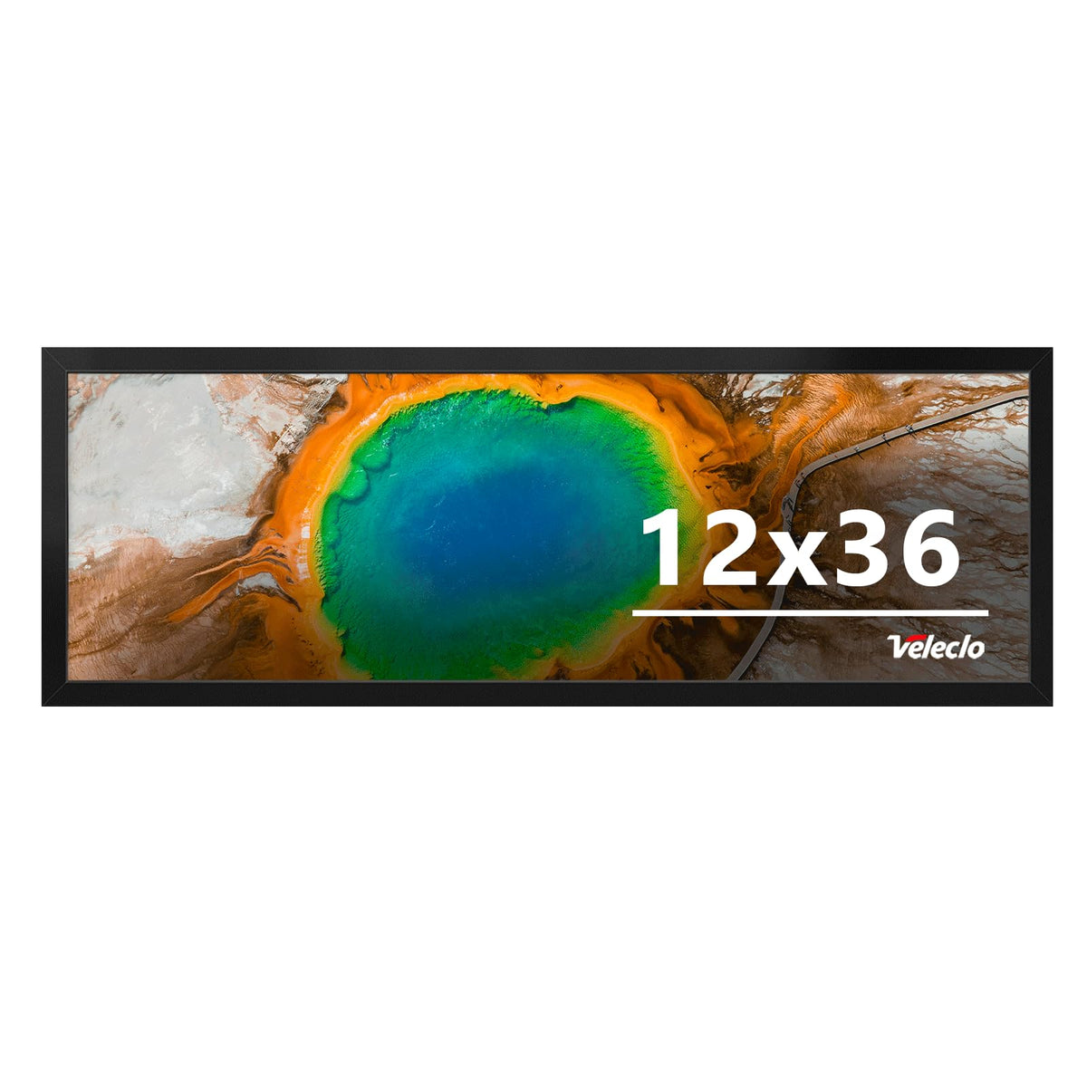 Veleclo 12x36 black frame front view for gallery-style wall display