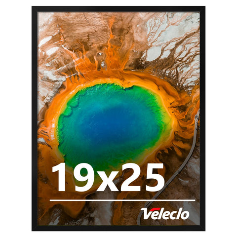Veleclo 19x25 black frame for wall display with durable PVC and shatterproof plexiglass.