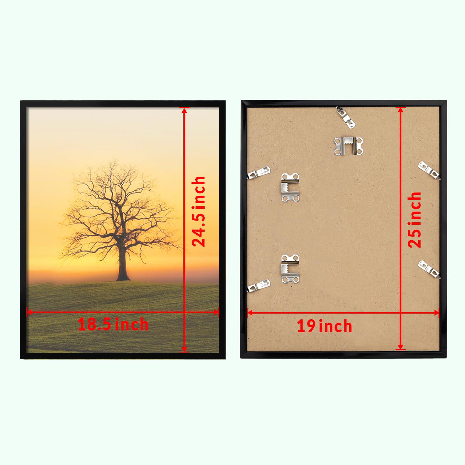 Veleclo 19x25 frame in black highlights posters safely behind shatterproof plexiglass.