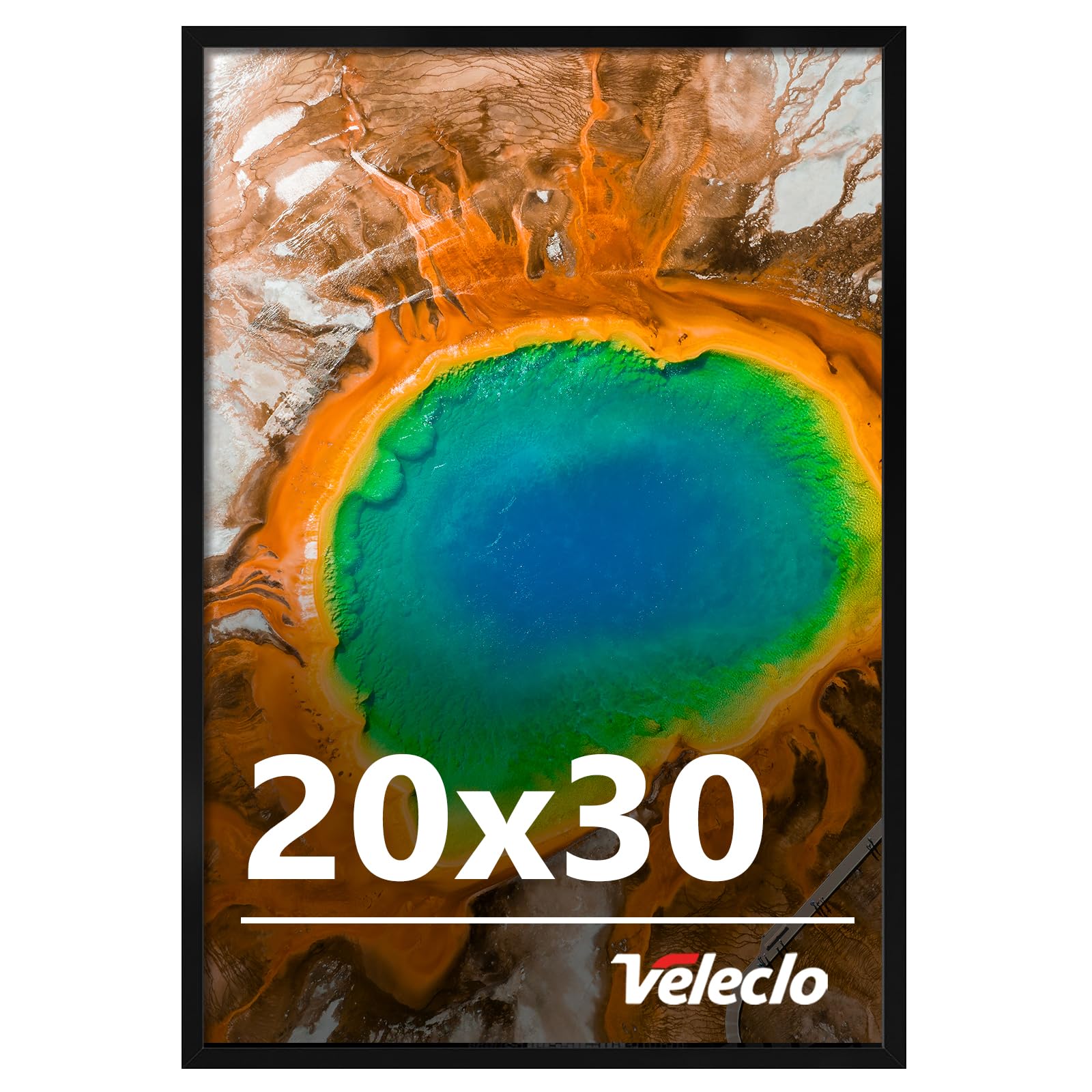 Veleclo 20x30 frame front view with shatter-resistant plexiglass for wall display
