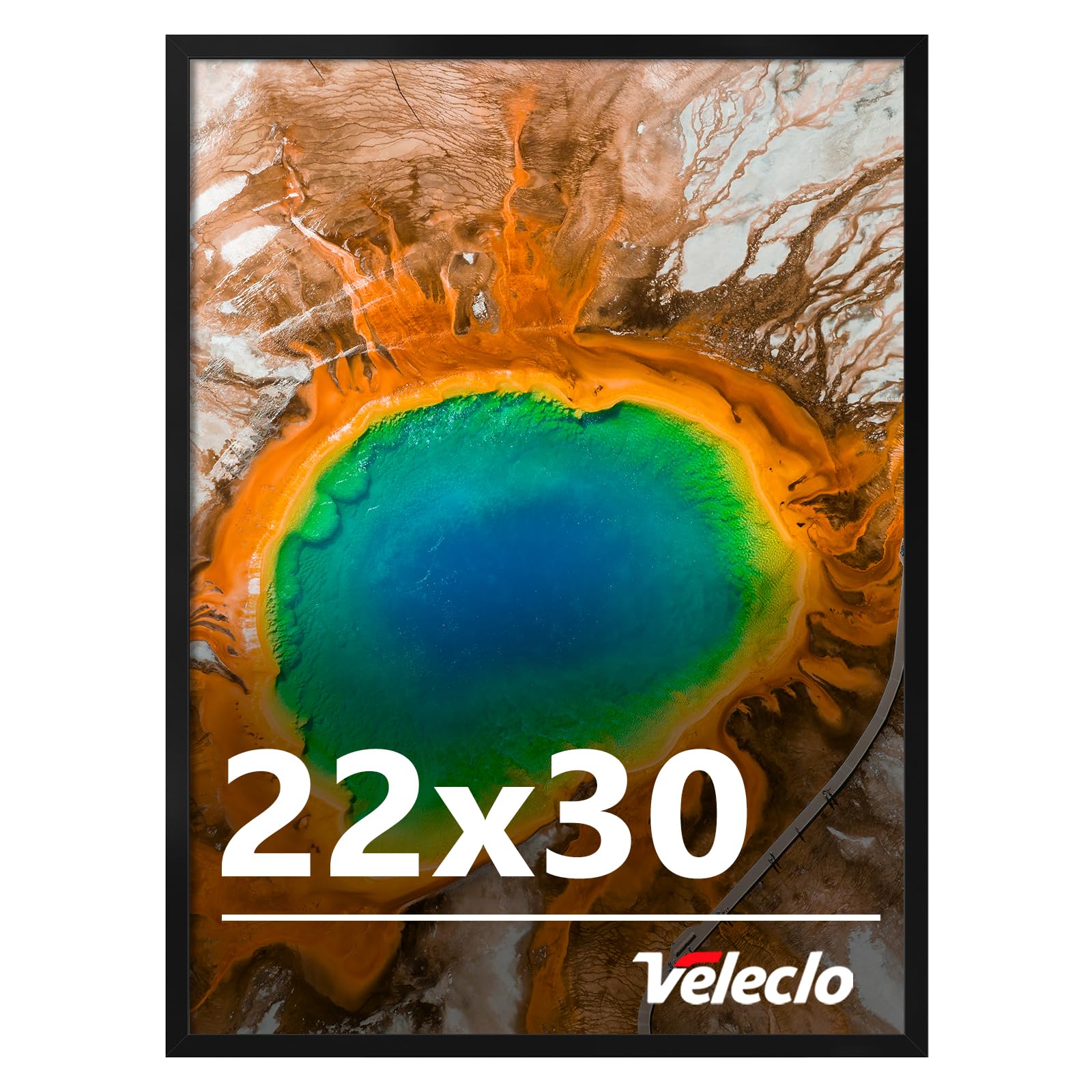 Veleclo 22x30 black picture frame close-up with shatterproof plexiglass for safe wall display