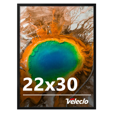 Veleclo 22x30 black picture frame close-up with shatterproof plexiglass for safe wall display