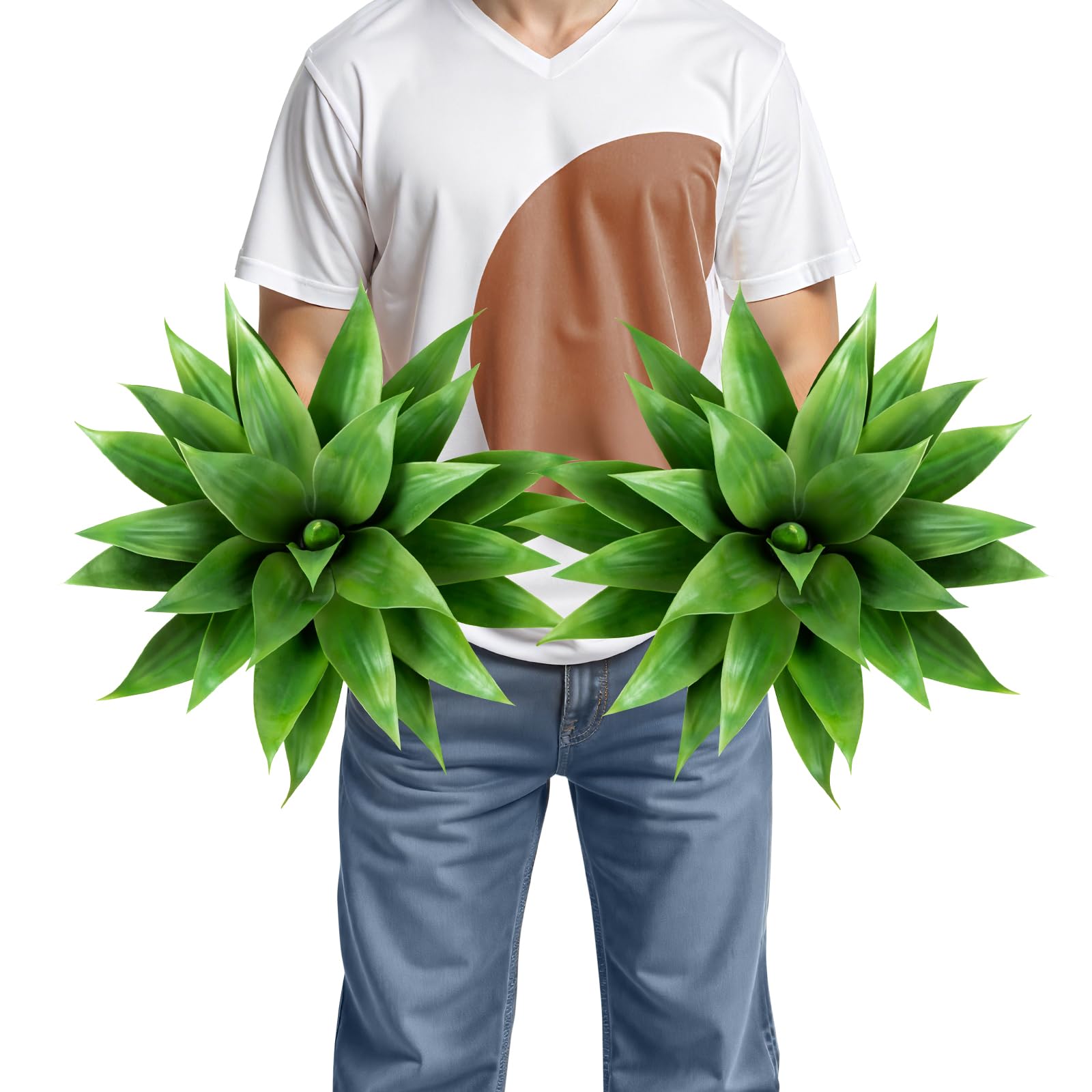 Velener artificial agave plant 18-inch left view for outdoor decor highlighting lifelike texture.