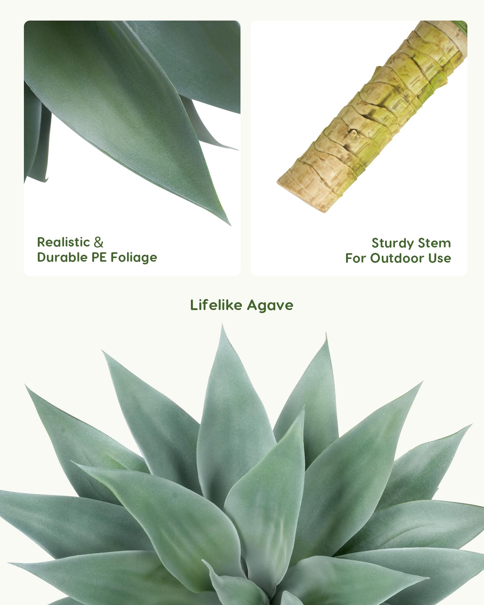 Velener artificial blue agave features 29 emerald leaves on a 7-inch stem for bold silhouettes.