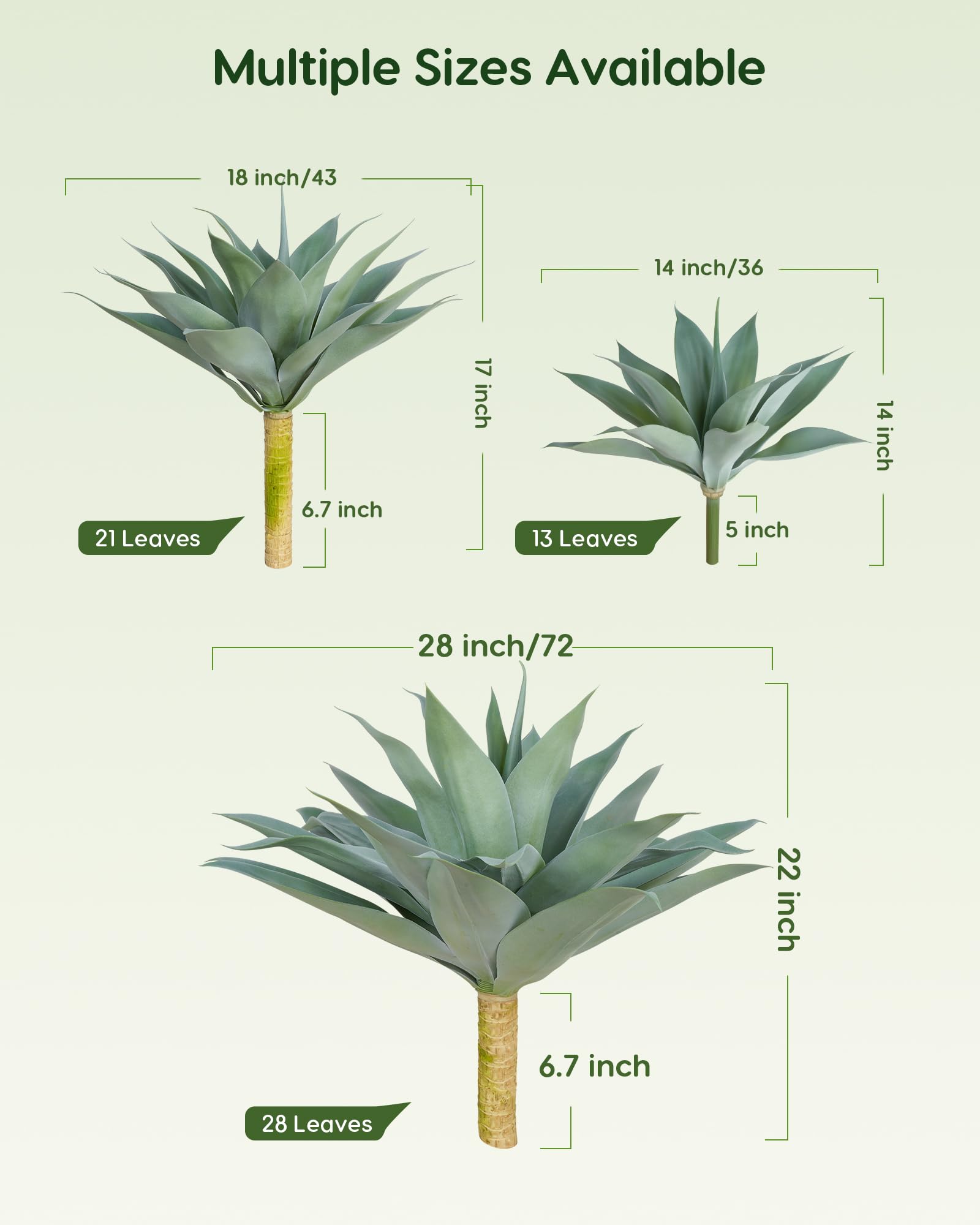 Velener artificial blue agave 7-inch stem elevates dramatic arrangements.
