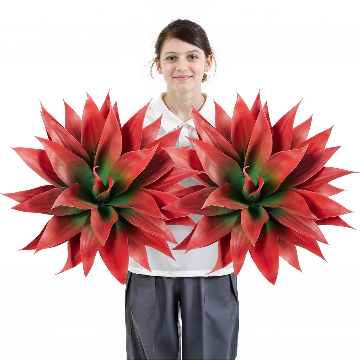 Velener Fall fake agave red 28-inch plant for outdoor patio decor with low upkeep.
