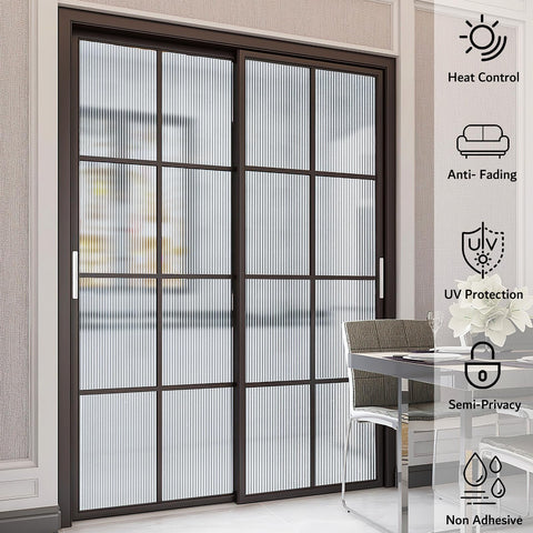 VELIMAX Reeded Glass Privacy Film creates a 3D frosted aesthetic, elevating decor
