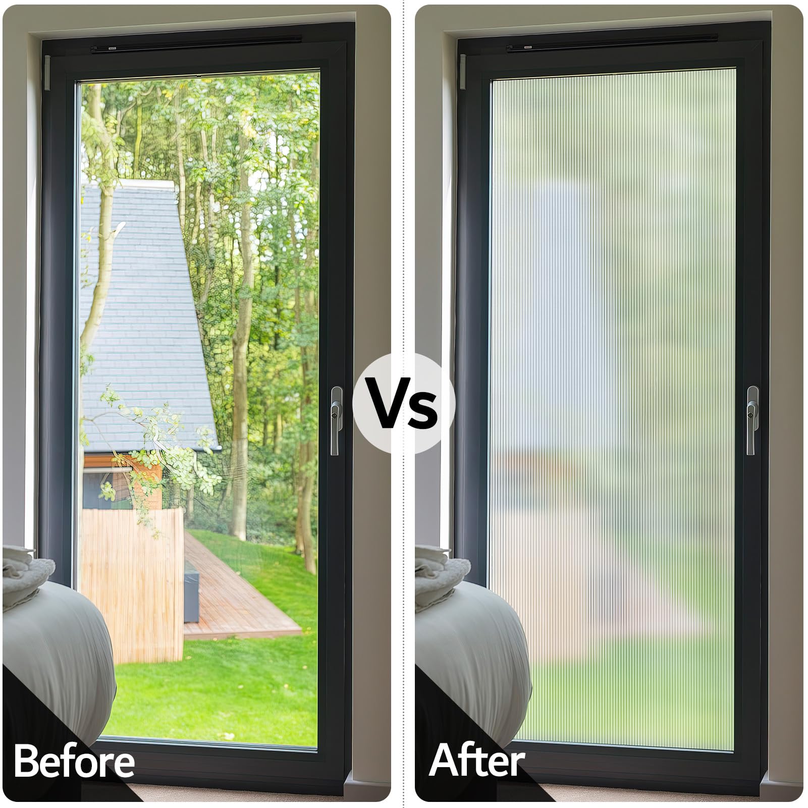 VELIMAX Reeded Glass Privacy Film non-adhesive design, easy removal and repositioning