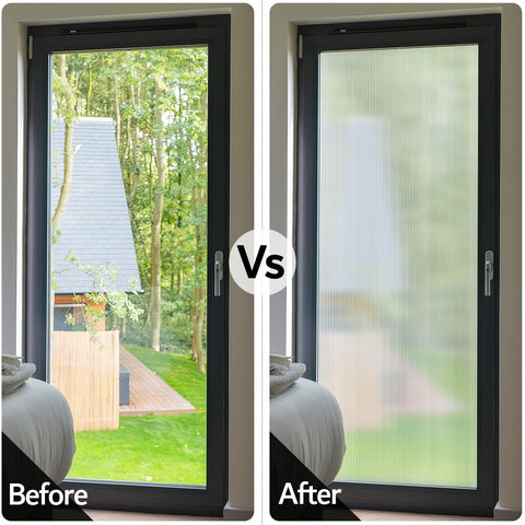 VELIMAX Reeded Glass Privacy Film non-adhesive design, easy removal and repositioning