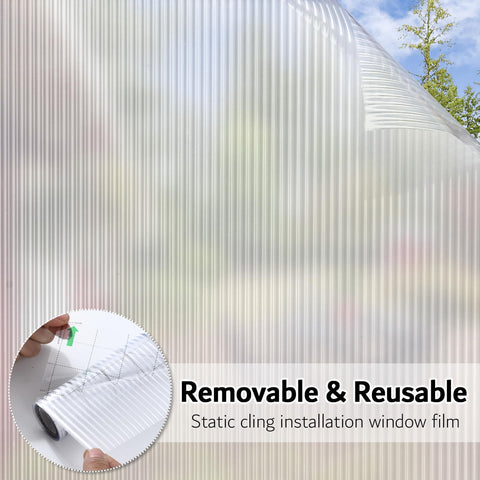 VELIMAX Reeded Glass Privacy Film on shower screen, keeps moisture-friendly frosted look