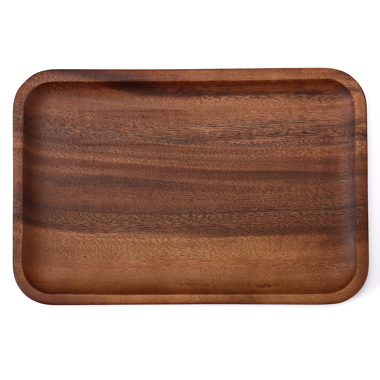 Velinjowy Serving Acacia Wood Valet Tray top view shows organized bedside essentials.