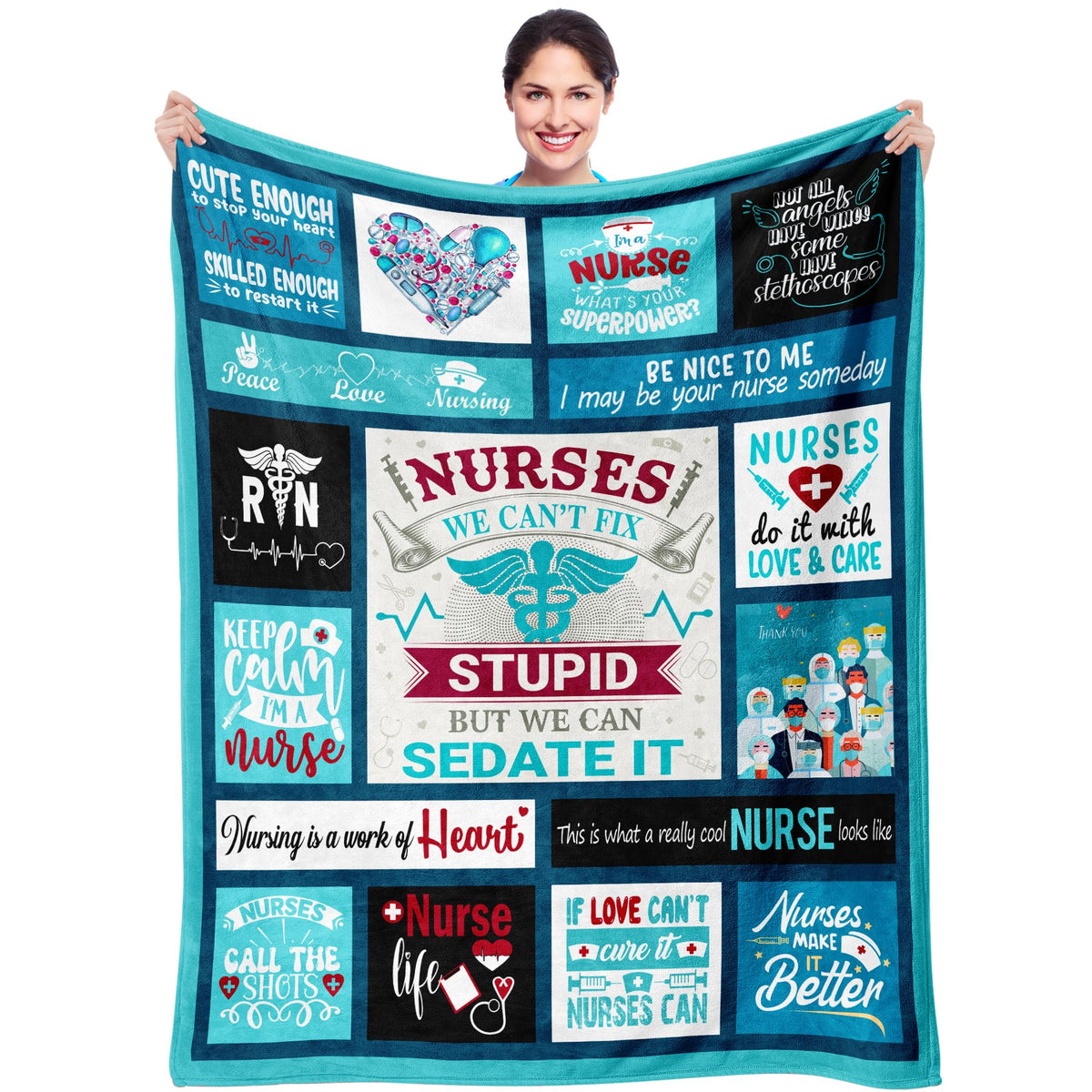 Velivn funny nurse gifts blanket on couch for cozy warmth and appreciation.