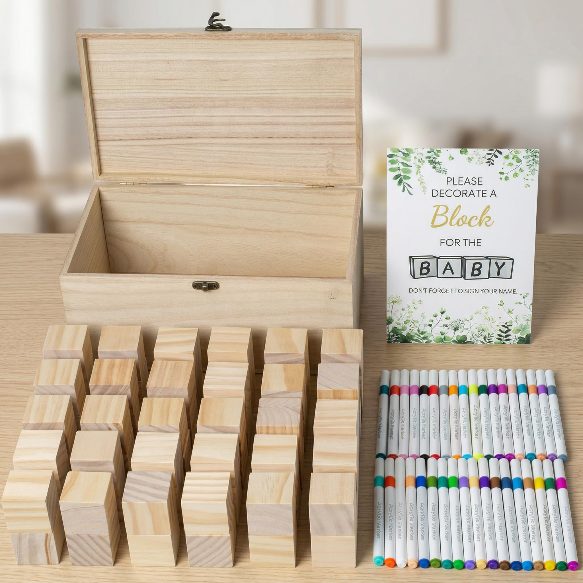 VELLCHO pine blocks sized 1.5 inches for sturdy, safe play and crafts.