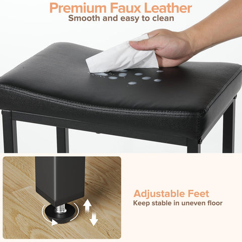 Vellorise black faux leather seat detail with modern, easy-clean appeal.