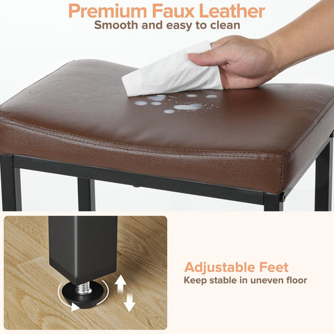 Vellorise bar stool brown faux leather seat closeup, premium look