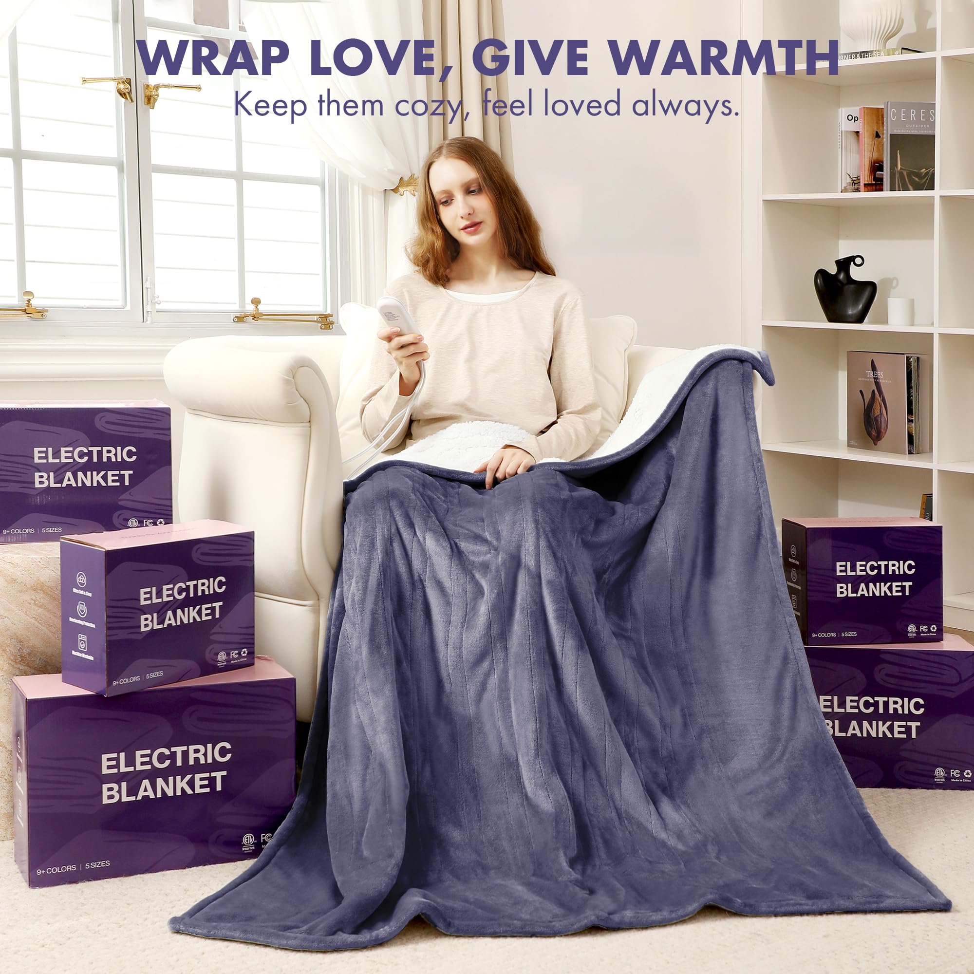 VELLUBAM heated blanket throw gift-ready purple adds thoughtful warmth