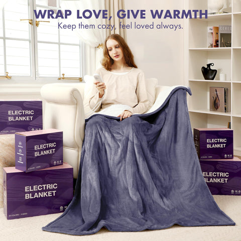 VELLUBAM heated blanket throw gift-ready purple adds thoughtful warmth