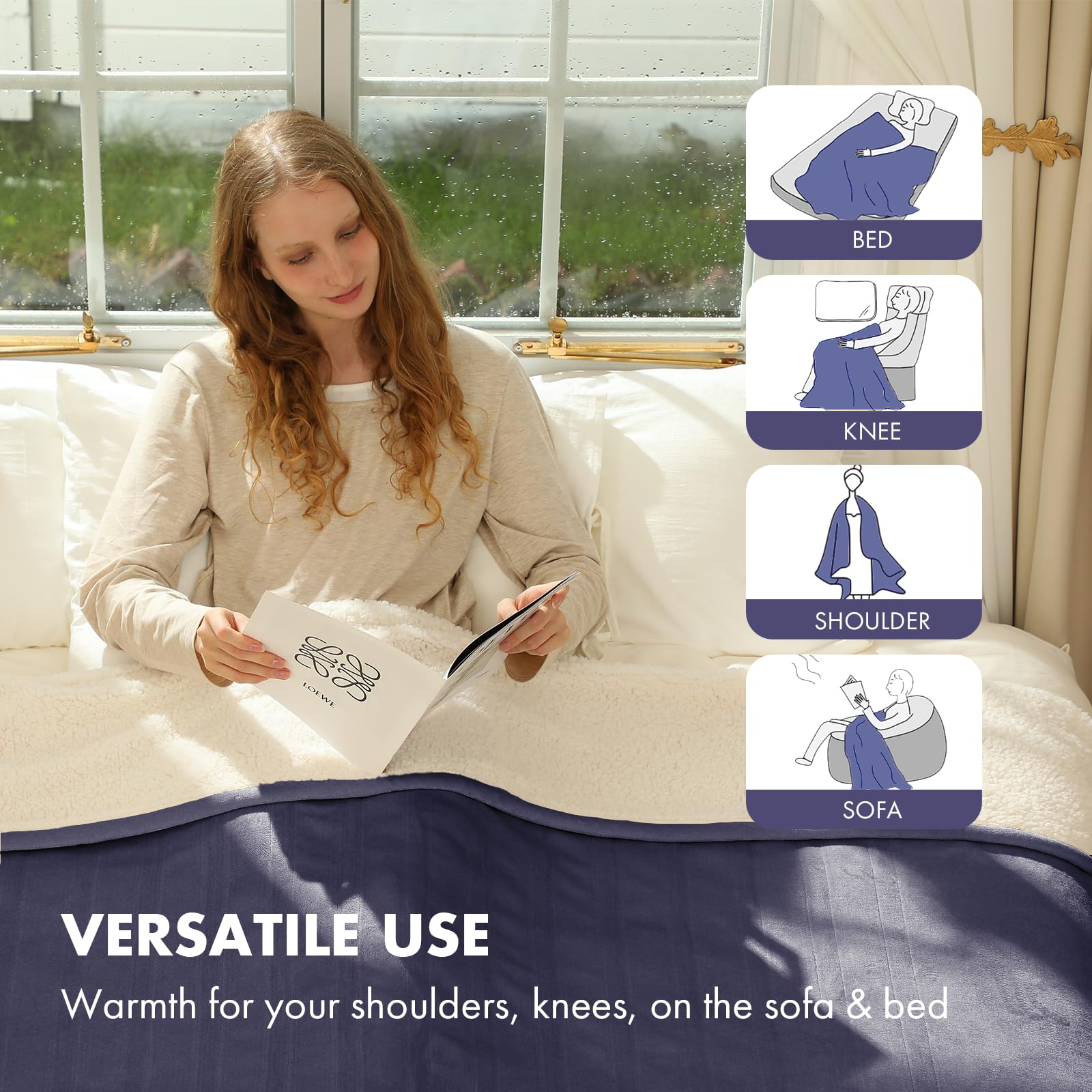 VELLUBAM heated blanket throw machine washable for easy care and reuse