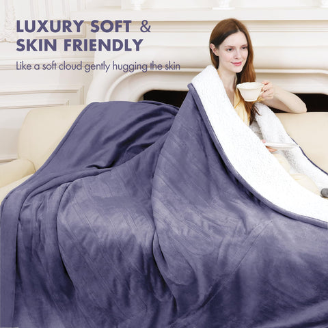 VELLUBAM heated blanket throw safety features include ETL certification and auto-off