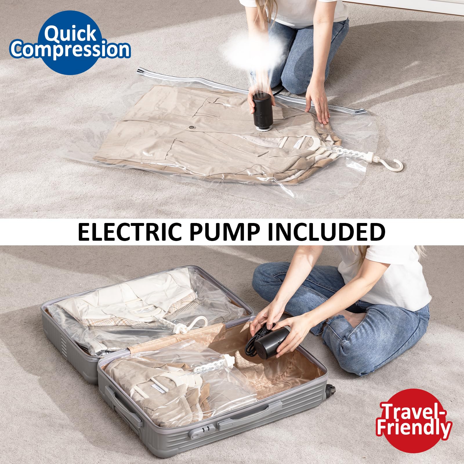 VELMADE dustproof garment bag scene protecting outfits in closet.