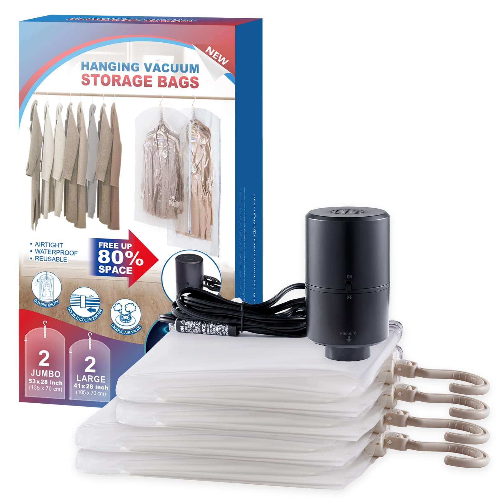 VELMADE hanging bags with long and short sections for organized wardrobes.