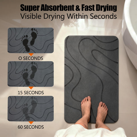 Velmira Stone Bath Mat with detachable non-slip base for stability.
