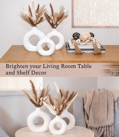Three vase sizes ideal for coffee tables, shelves, and desks.
