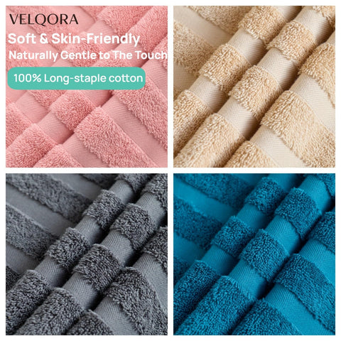 Velqora 30x60 towel draped to show large coverage and plush feel