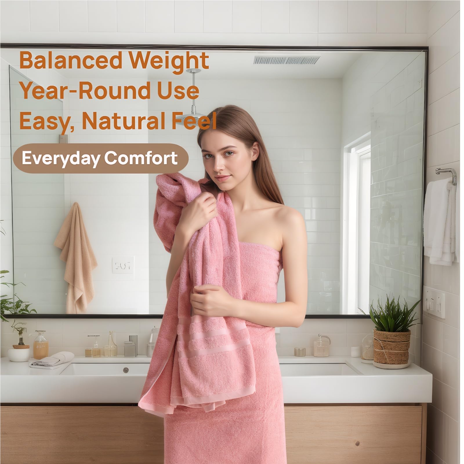 Velqora pink towel absorbent terry ideal after shower or gym.