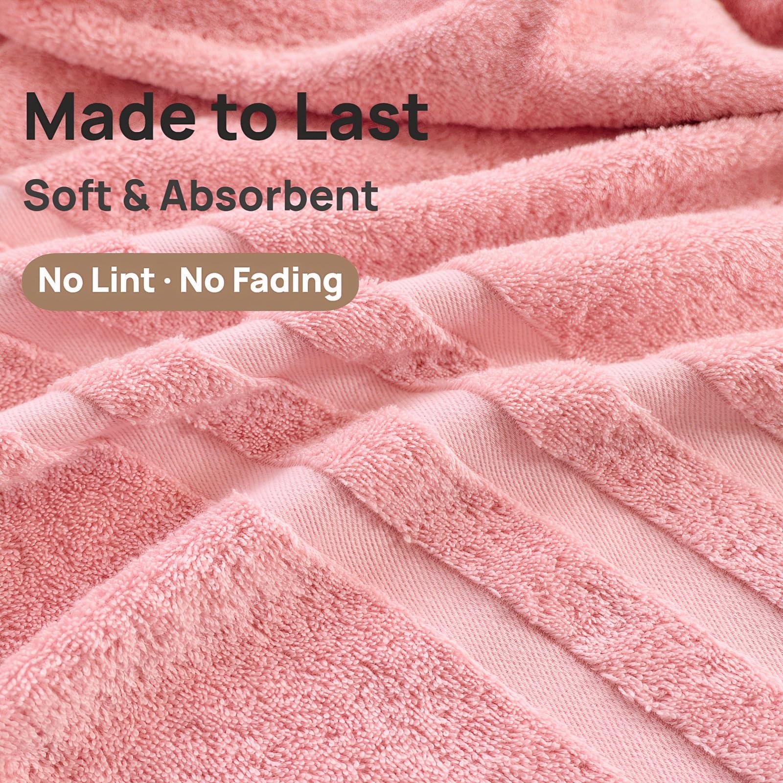 Velqora pink towel demonstrates durable wash through repeated use.