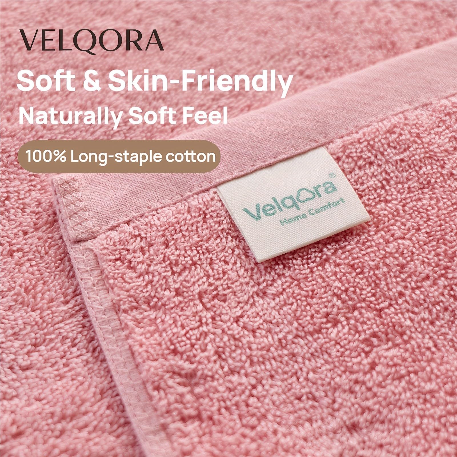 Velqora 30x60 pink towel shows soft texture for daily use.