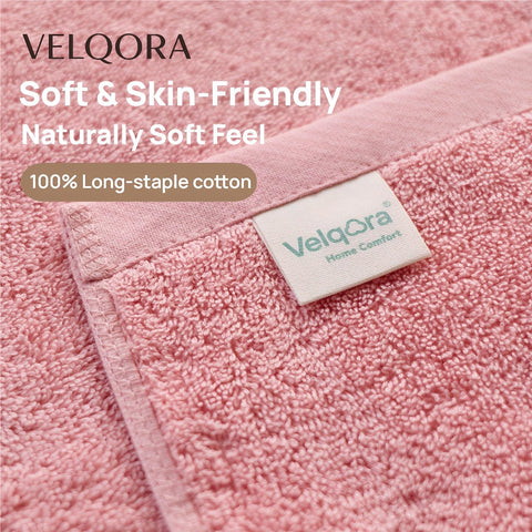Velqora 30x60 pink towel shows soft texture for daily use.