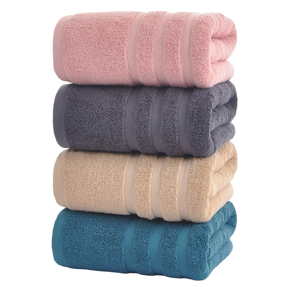 Velqora 4-pack flatlay showing soft cotton and generous size for daily use