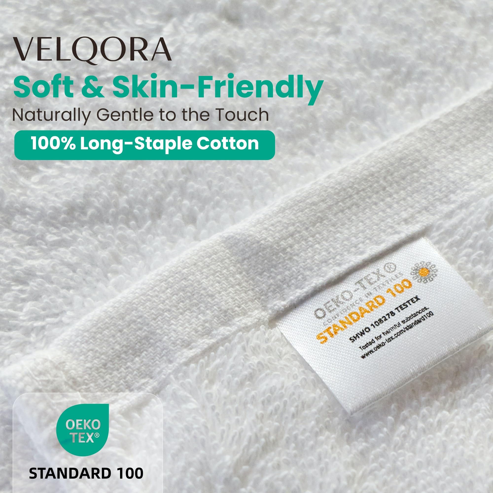 Velqora towels folded neatly demonstrate soft, plush surface for daily use