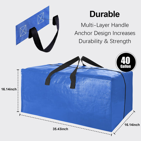 Velvetsure 40-gallon moving bags provide roomy storage for bulky items during relocations.