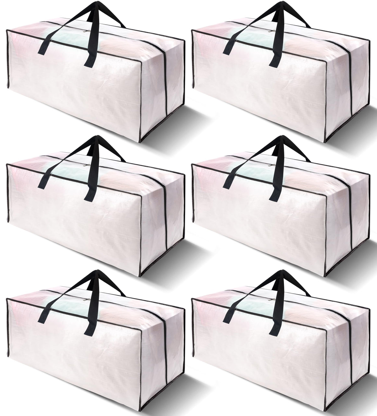 VELVETSURE six-pack moving bags folded flat for space-saving storage.