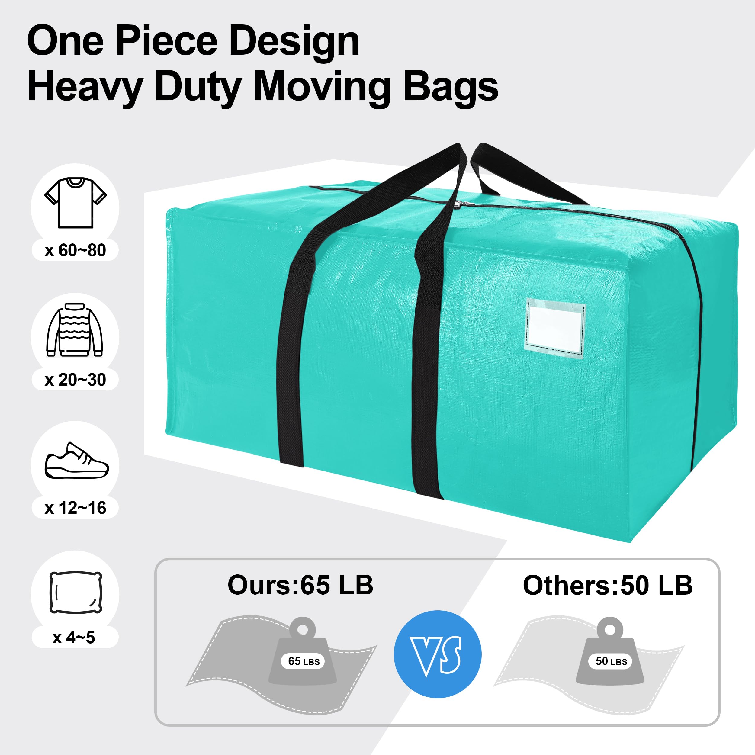 VELVETSURE jumbo 86L capacity fits bulky items beyond boxes.