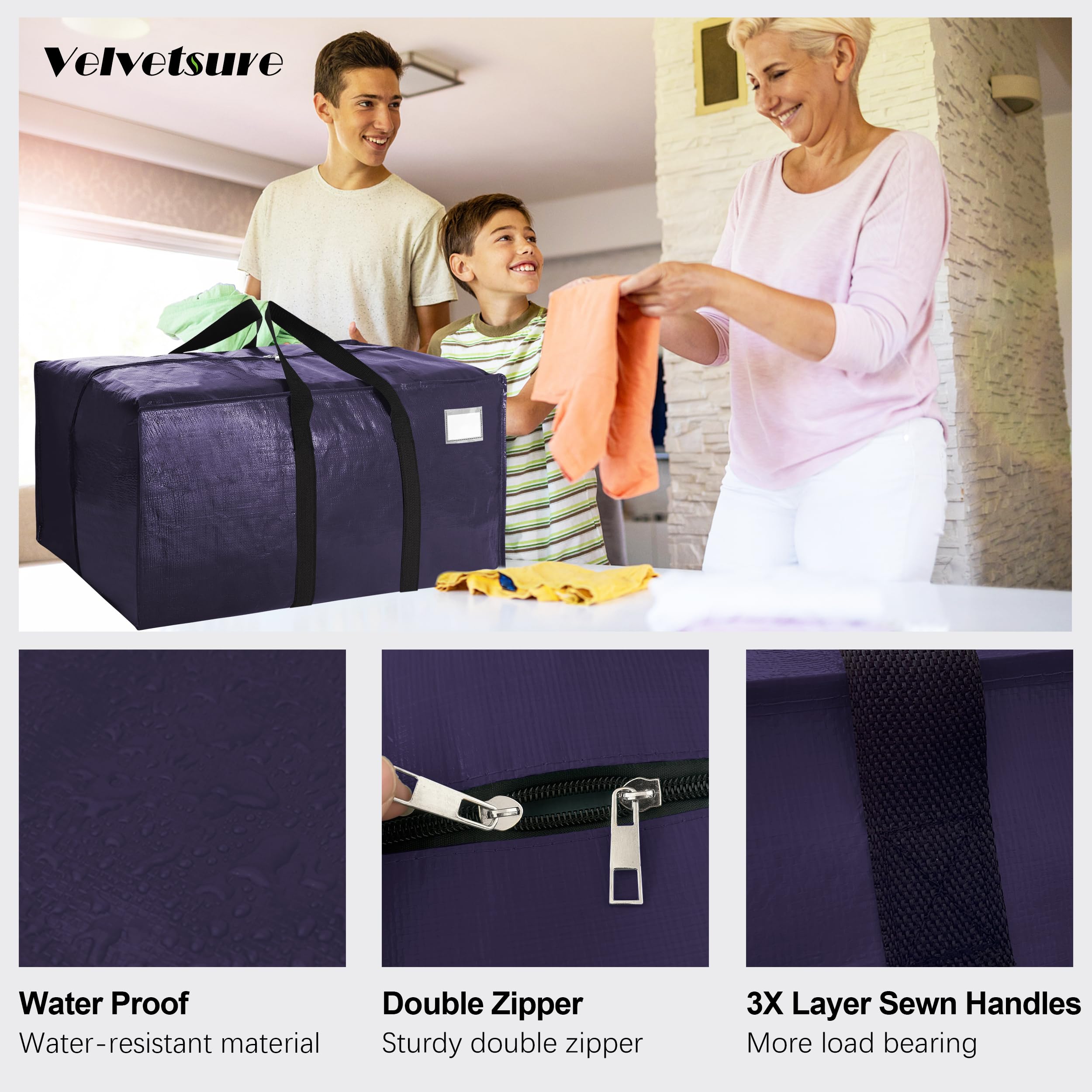 Velvetsure bag with reinforced zippers built for durability.