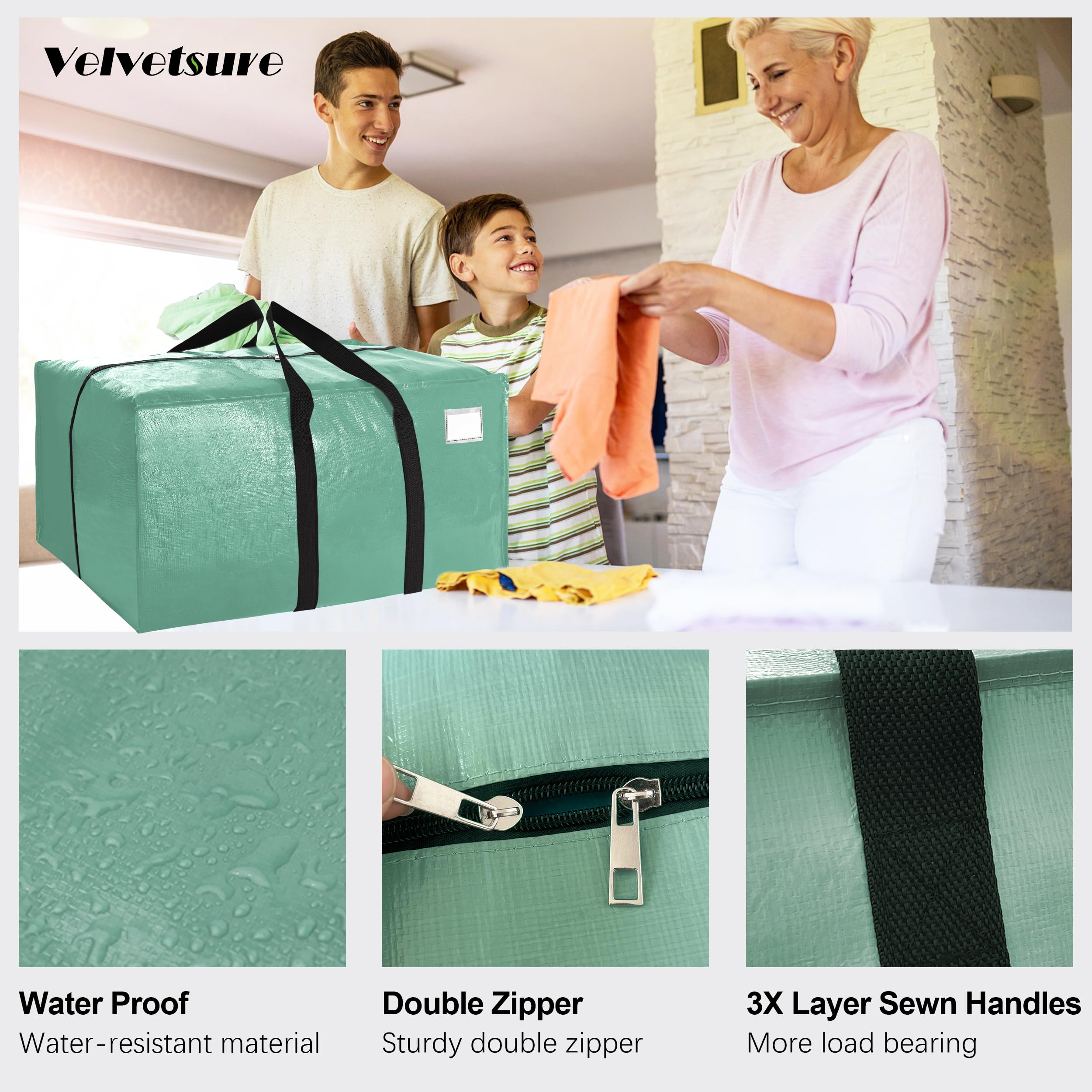 VELVETSURE reinforced zippers demonstrate durable closure for heavy packing.