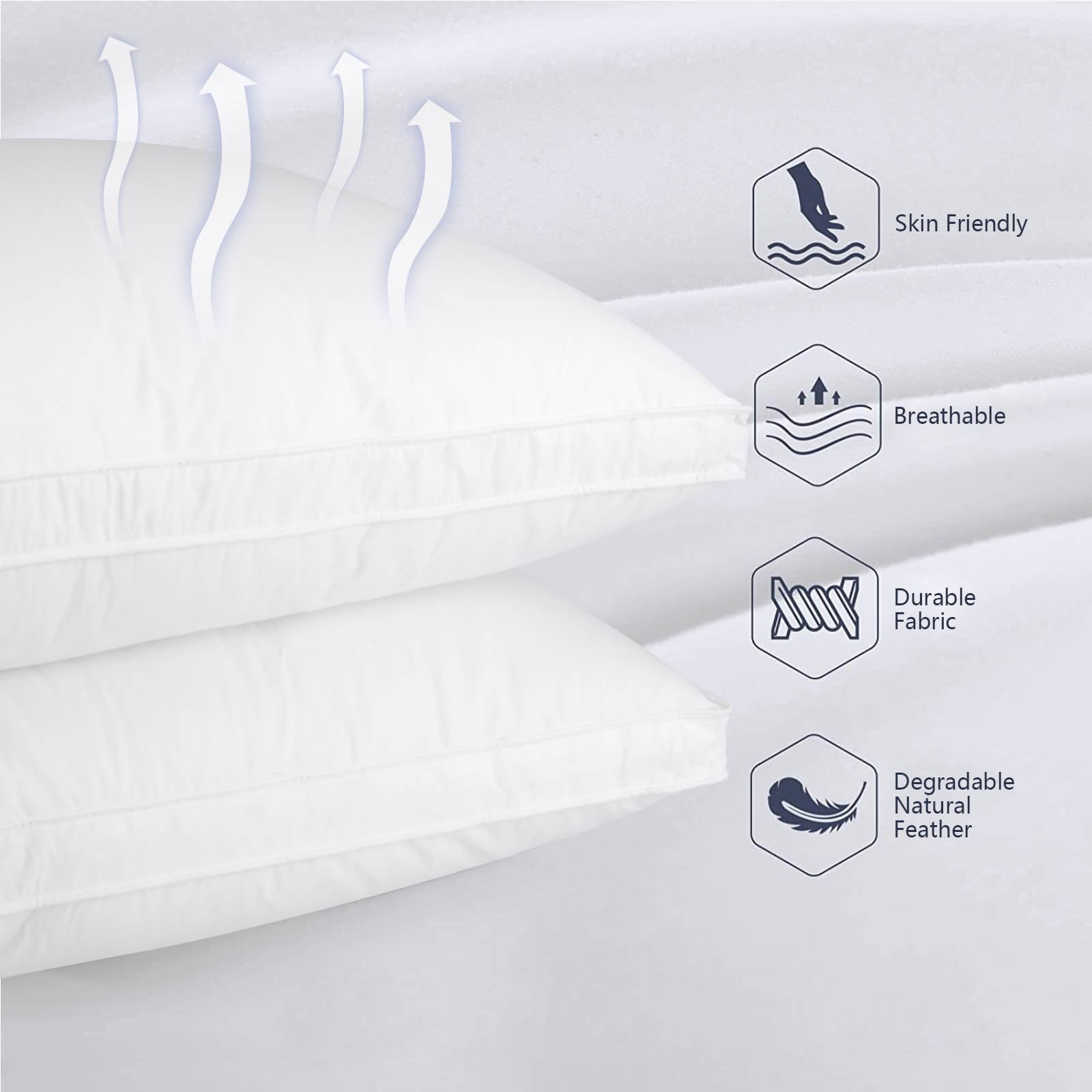 Vendare goose down feather blend provides plush loft and lasting softness.