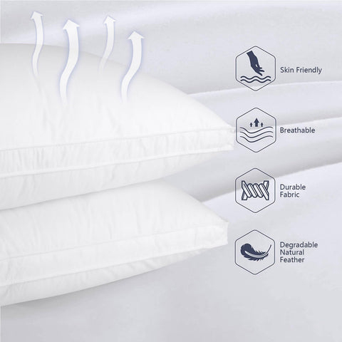 Vendare goose down feather blend provides plush loft and lasting softness.