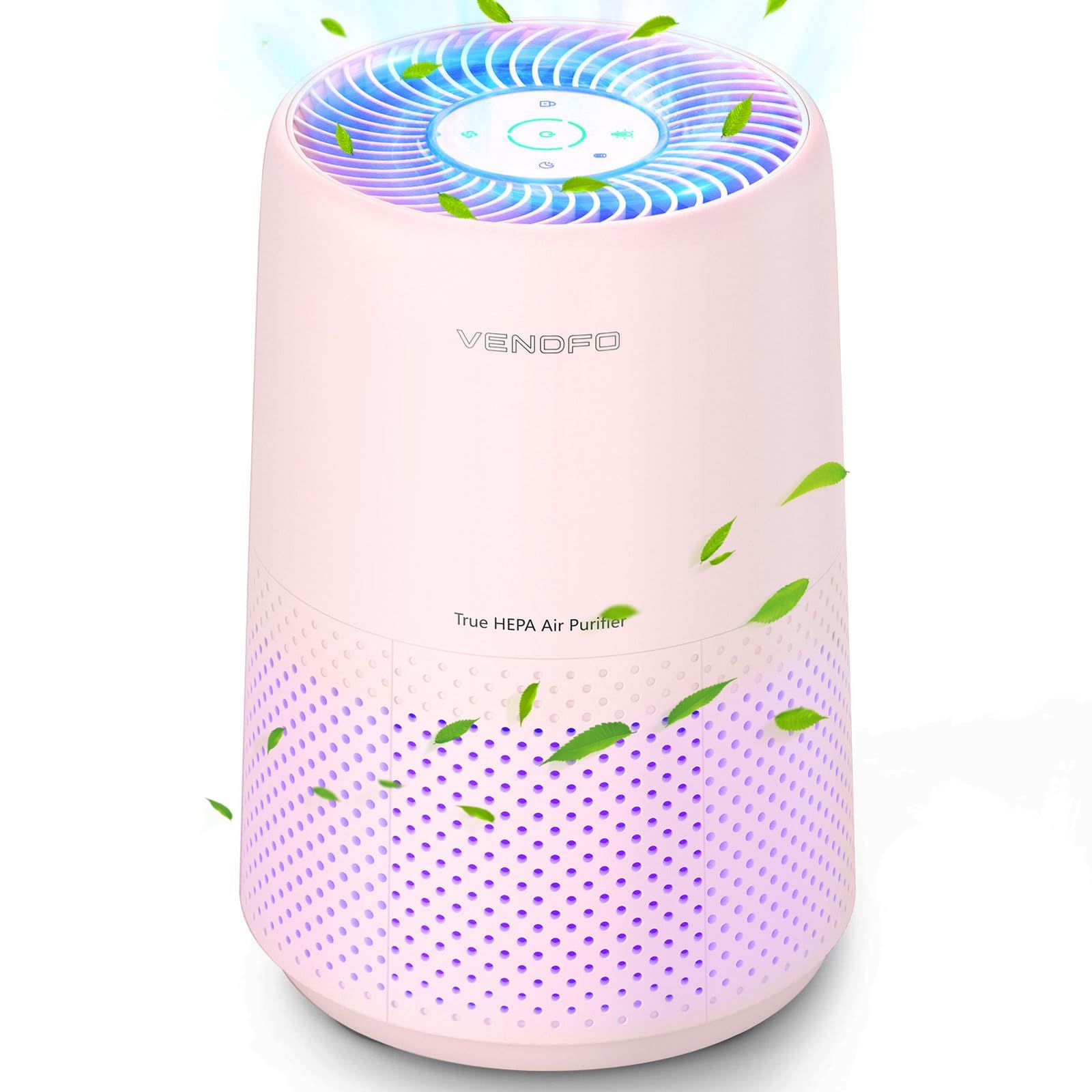 VENDFO air purifier cream pink front view improves bedroom air quality