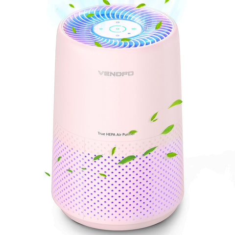 VENDFO air purifier cream pink front view improves bedroom air quality
