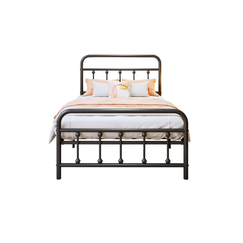 Vengarus black finish bed frame complements modern and classic decor.