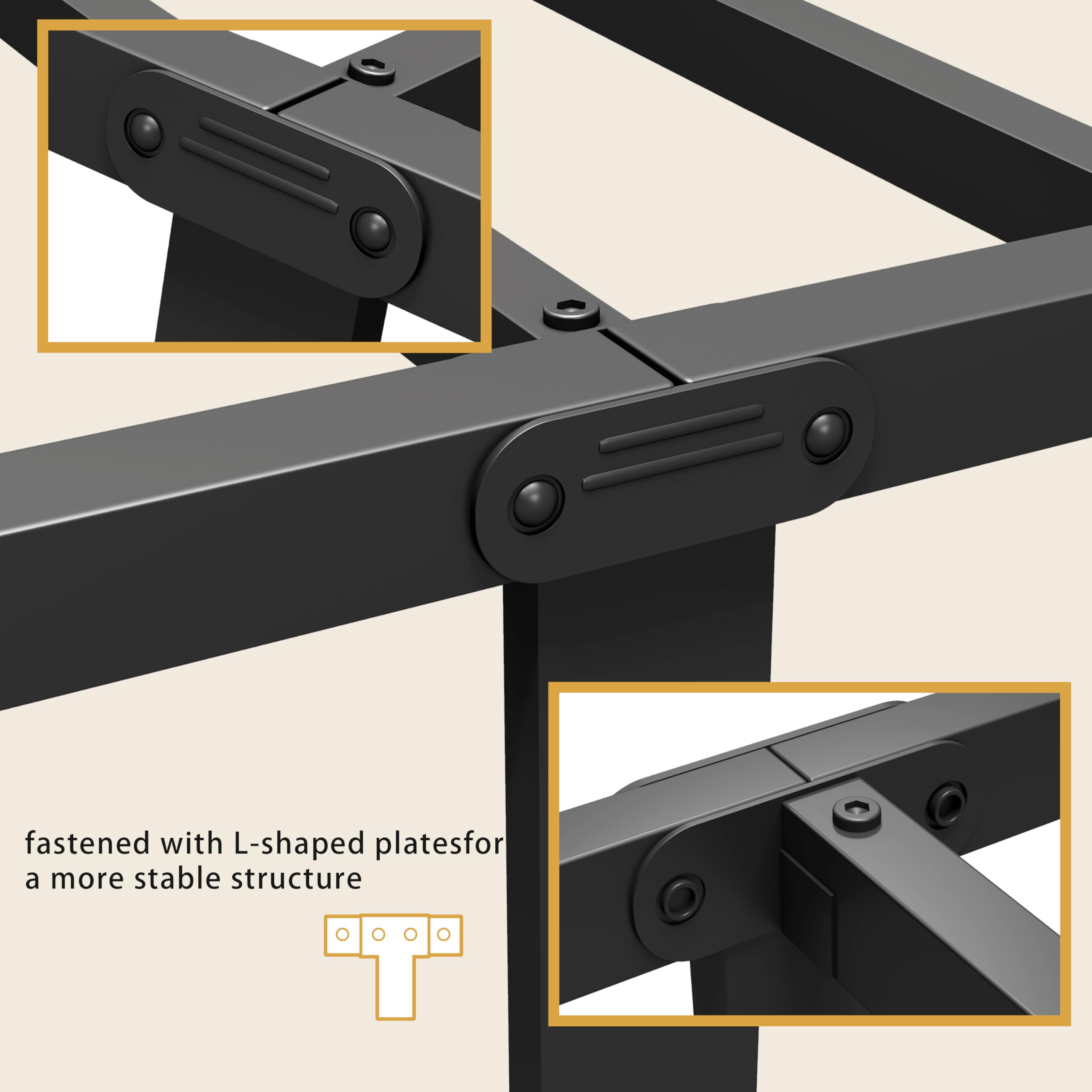Vengarus heavy-duty steel frame emphasizes durability and long-lasting support.