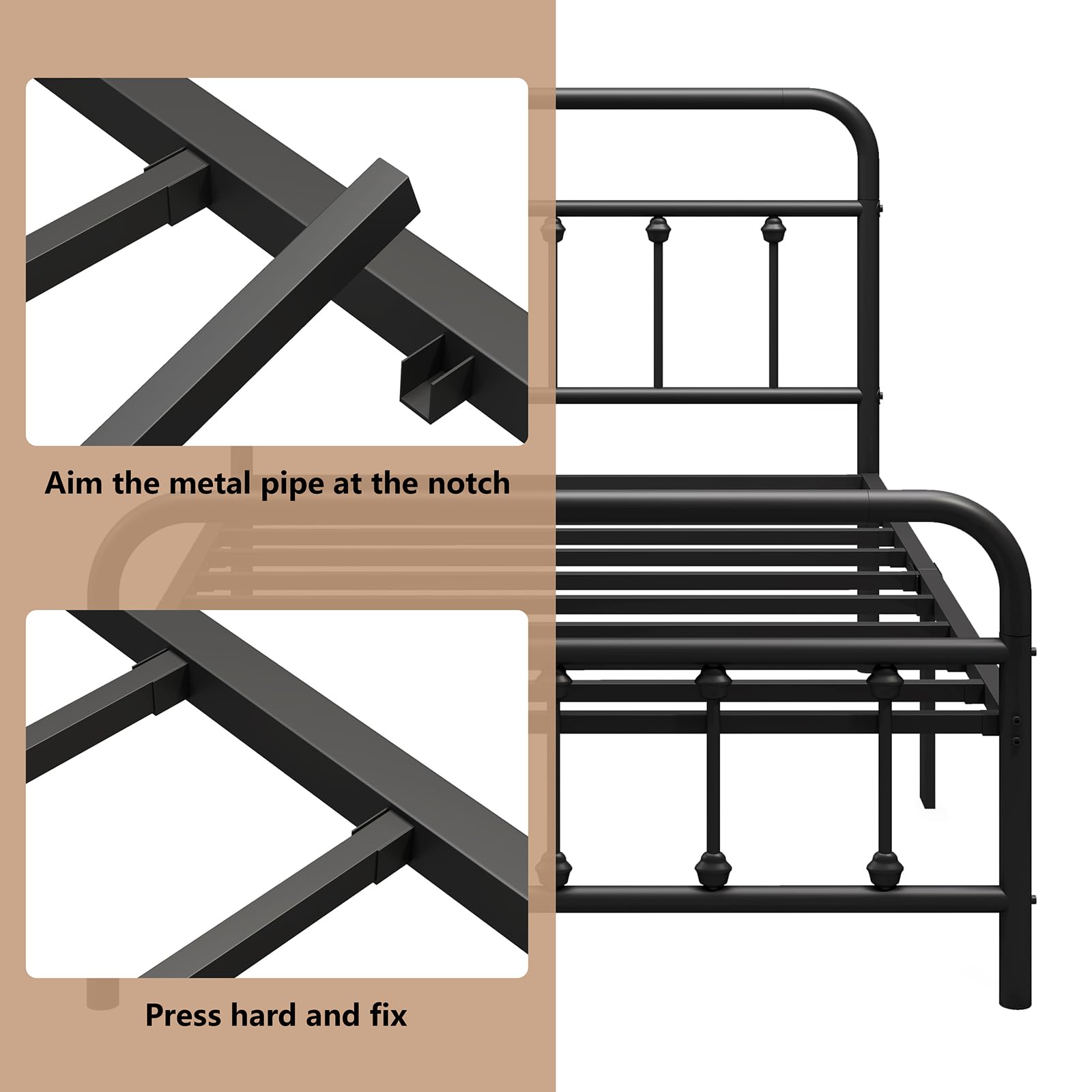 Vengarus twin frame shows 12.6-inch underbed storage clearance.